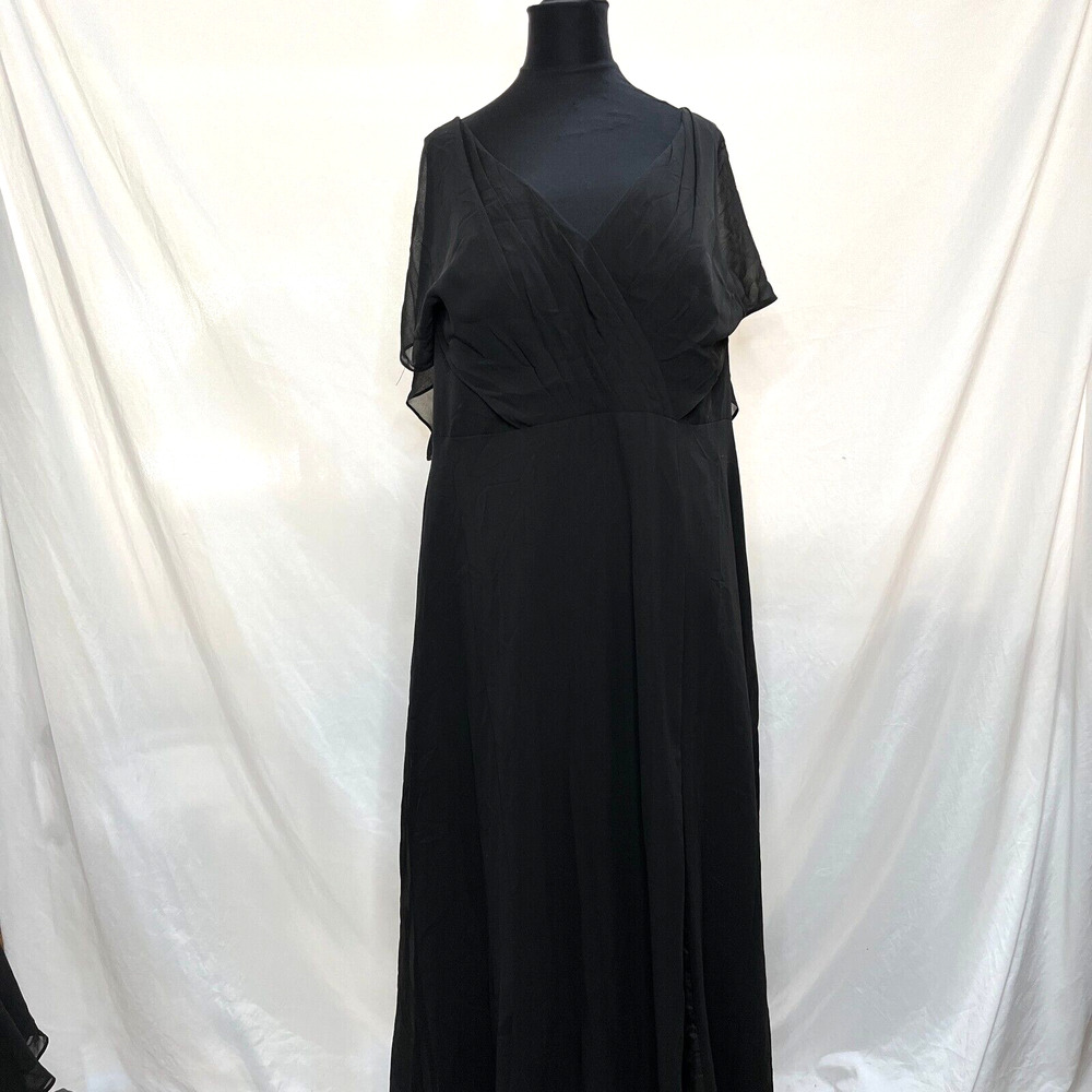 Azazie A-Line Pleated Chiffon Floor-Length Bridesmaids Dress Black Size A12